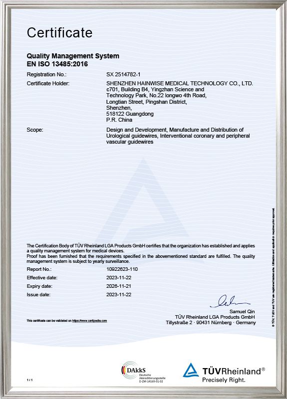 EN ISO 13485 Quality System Certificate